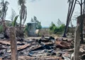 File image: A destroyed house and burned trees following fighting between Myanmar`s military and the Arakan Army, in Minbya Township, Rakhine State on May 21, 2024. Photo: AFP