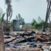 File image: A destroyed house and burned trees following fighting between Myanmar`s military and the Arakan Army, in Minbya Township, Rakhine State on May 21, 2024. Photo: AFP