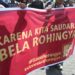 Indonesian students protest in support of the Rohingya community in Solo, Central Java, May 15, 2020.