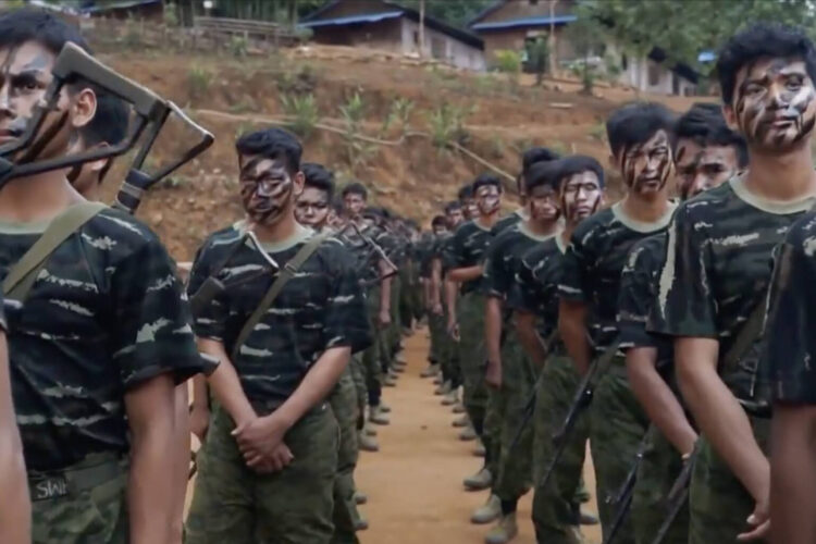 A screenshot from an Al Jazeera broadcast shows AA troops undergoing training in January 2020 A screenshot from an Al Jazeera broadcast shows AA troops undergoing training in January 2020