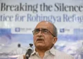 Indian lawyer Prashant Bhushan addresses a press conference at the Press Club of India, in New Delhi on May 19, 2025. Photo: SAJJAD HUSSAIN/AFP via Getty Images